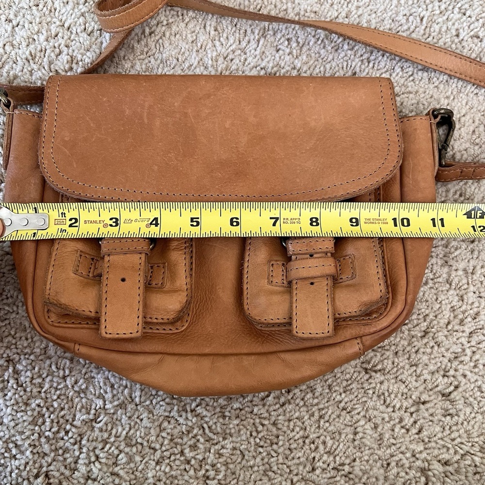 Leather Crossbody Bag Buckle Pockets Soft Utility Boho Heritage Cottagecore - Picture 9 of 11